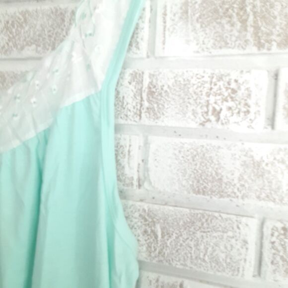 Vintage Anthony Richards Cool Mint Embroidered Nightgown 1X Comfort - Picture 4 of 8